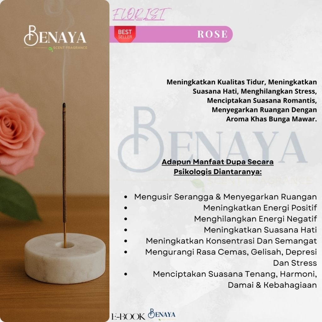 BENAYA Incense Stick AROMATERAPI BAKAR ROSE DUPA HIO WANGI PREMIUM