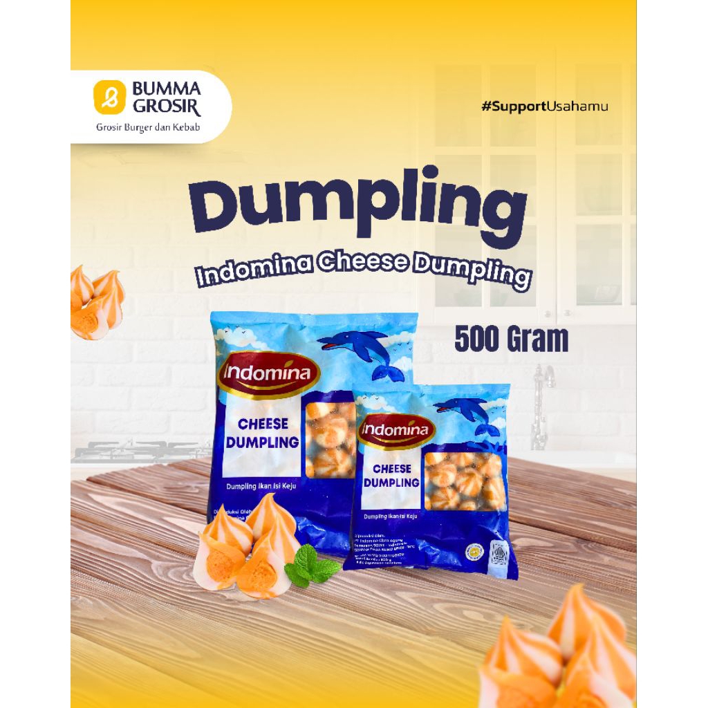 

Indomina Dumpling Keju - cheese dumpling - dumpling ikan isi keju - fish dumpling cheese - 500gram