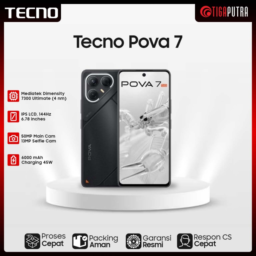 Tecno Pova 7 4G (Ram 8+8GB, Rom 128/256GB, Battery 6.000mAh, Bypass Charging 2.0)