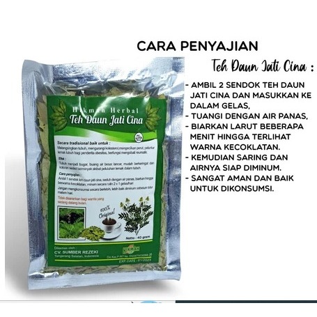 

Teh Daun Jati Cina - Teh JatiCina Hikmah ( Teh Pelangsing / Teh Diet )