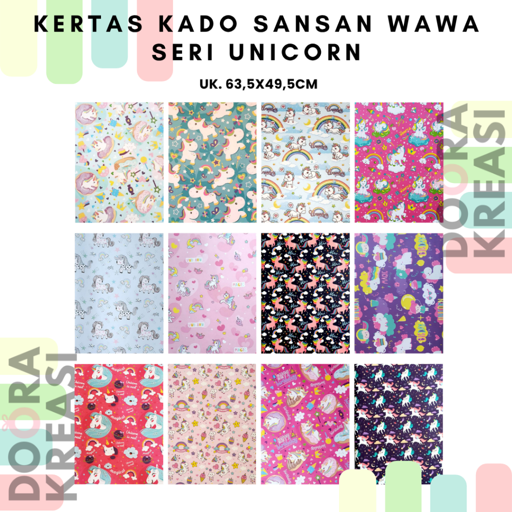 

Kertas kado Wrapping Paper Sansan Wawa Seri Unicorn