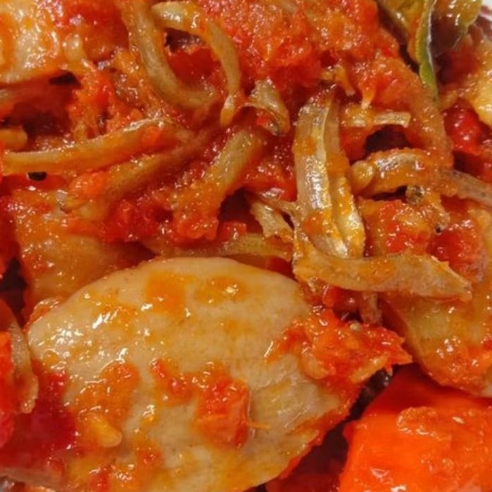 

SAMBAL JENGKOL TERI 350 , 700 GR BALADO LOMBOK PEDAS MASAKAN SIAP SAJI