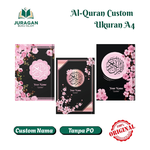 Al-Quran Ukuran A4 Free Custom Nama Quran Hitam Pink Isi Quran Perkata Latin