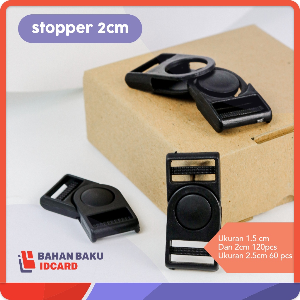 

STOPER stopper tali id card lanyard cantelan ukuran 1.5 cm dan 2 cm isi 120 pcs hitam