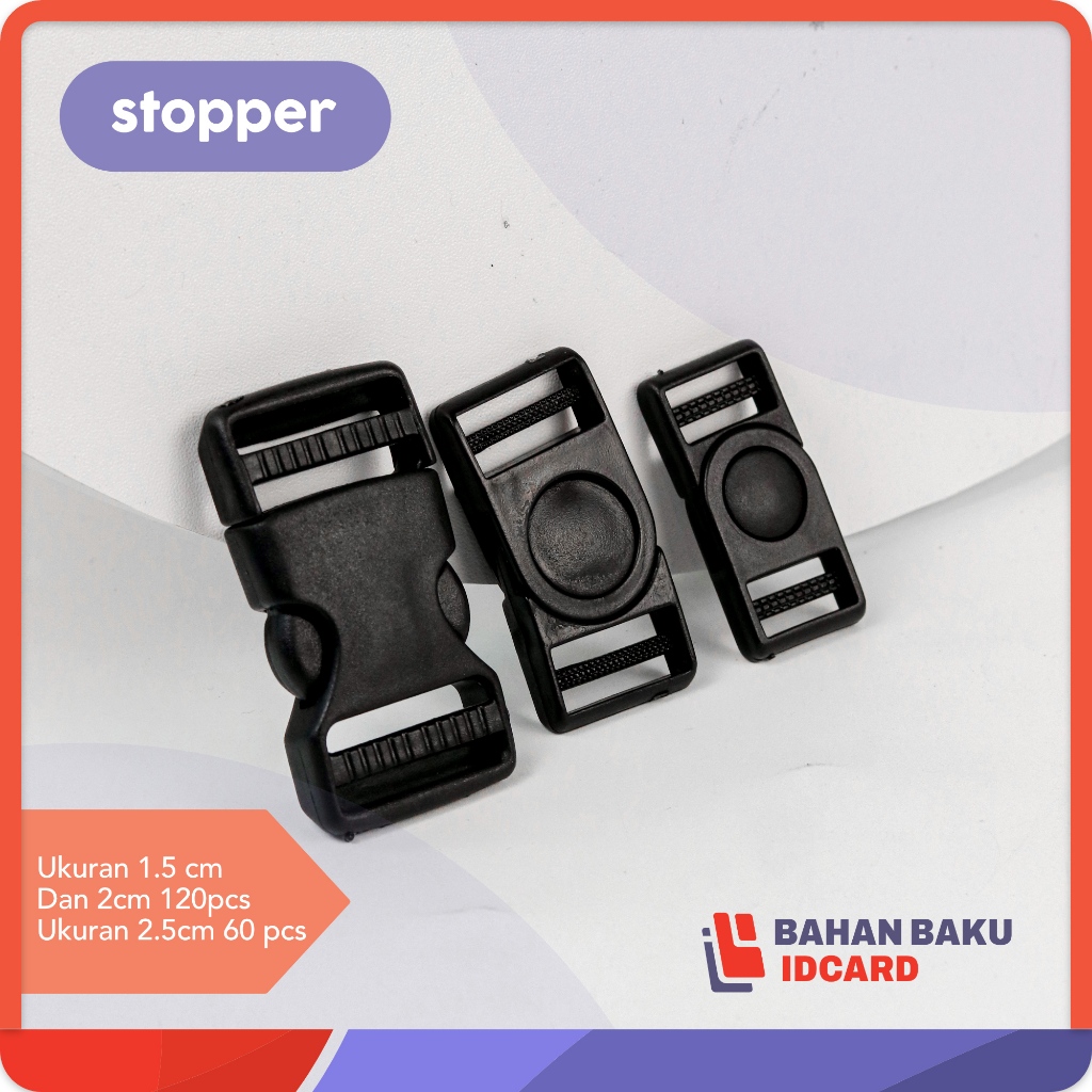 

STOPER stopper tali id card lanyard cantelan ukuran 2 cm isi 120 pcs hitam