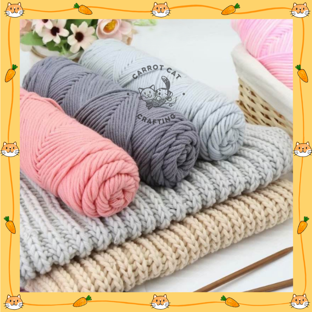 Benang Rajut Katun Sutra Susu 8Ply Besar / Katun Susu Import Big 8ply (100gram)