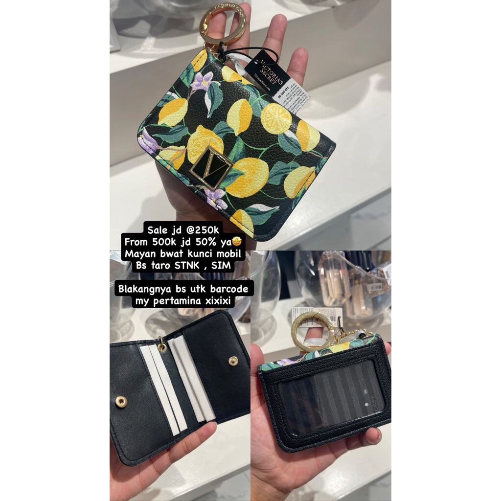 victoria secret card/stnk holder black lemon