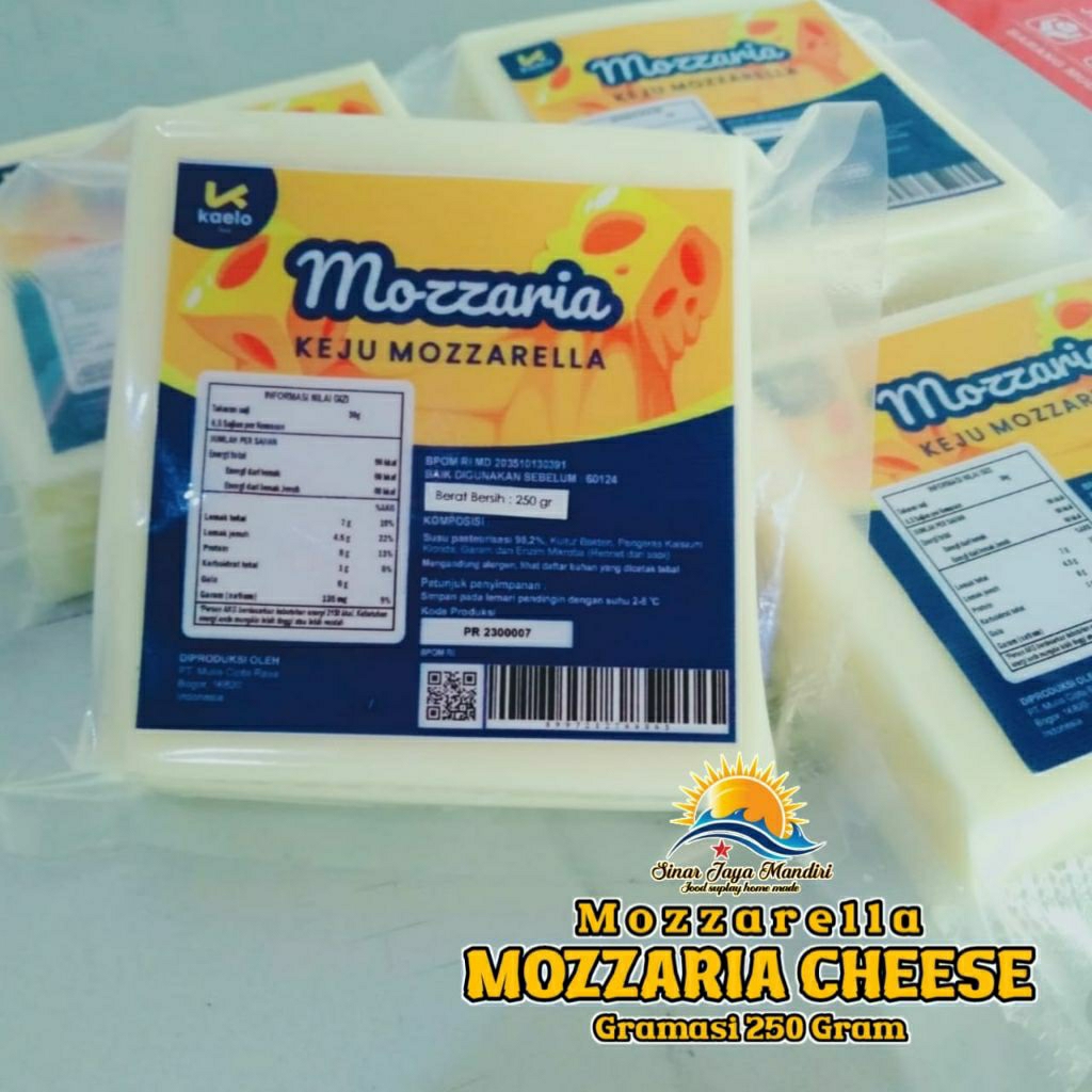 

Keju Mozzarella Mozaria Repack 250 gram di jamin melar/mulurr, higienis