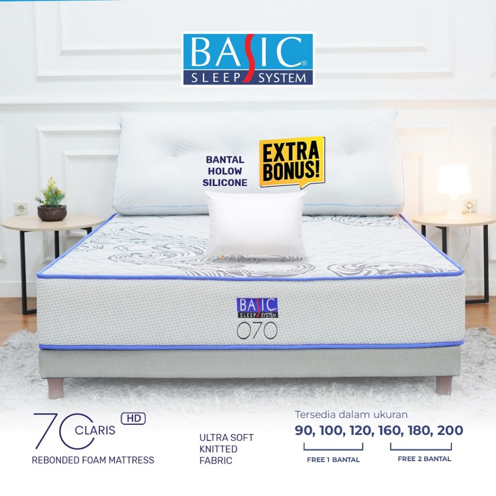 BASIC Springbed Kasur Claris Rebonded 70 High Density Foam