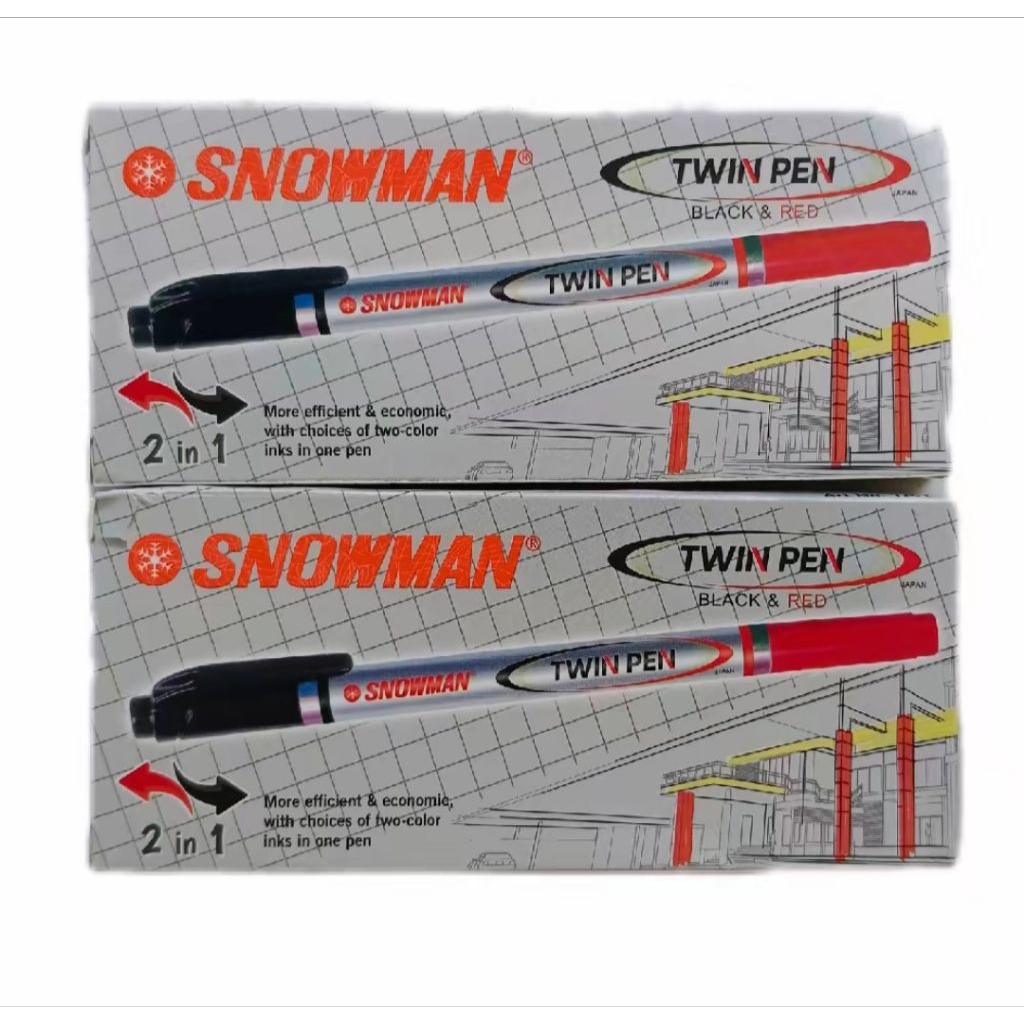 

Snowman Twin CD / Spidol Kecil Permanen 2 Warna Hitam Merah