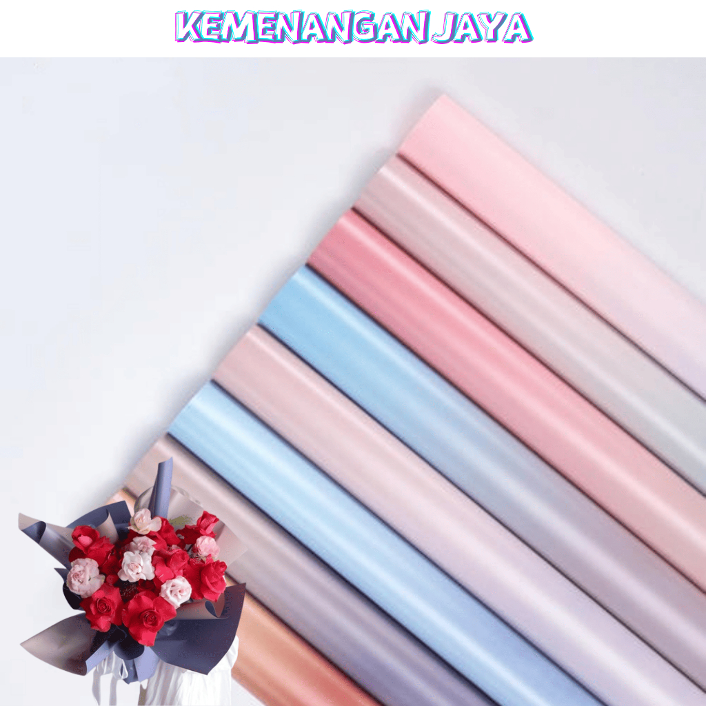 

Isi 20 LEMBAR Kertas Buket Bunga Gradasi Rainbow Waterproof Flower Wrapping Cellophane Gradient Matte Double Border KB034