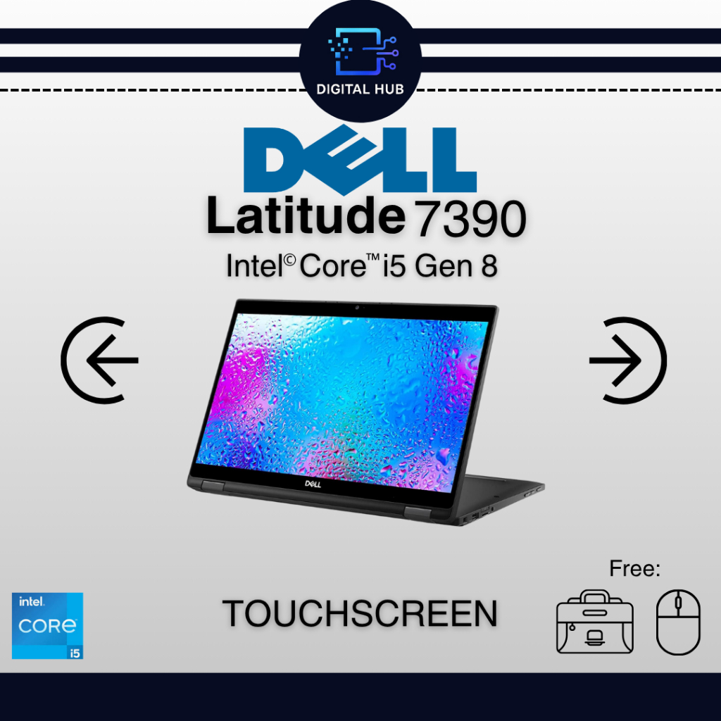 DELL LATITUDE 7390 core i7 Gen 8 TOUCHSCREEN RAM 8 SSD 256 Laptop Layar Sentuh