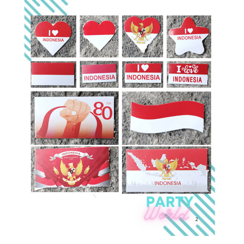 

Stiker Bendera Merah Putih Stiker pipi Bahan Stiker Chromo Isi 100 pcs