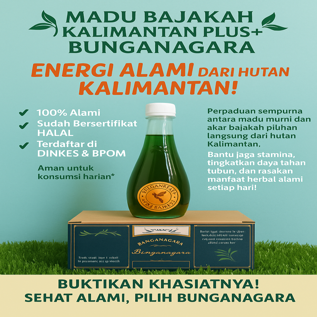 

MADU HIJAU BAJAKAH KALIMANTAN PLUS+ ASLI 0,5 KG | 300 ML 500 GRAM BUNGANAGARA PURE HONEY