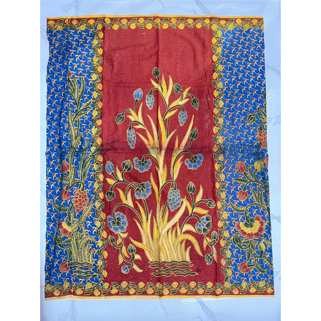 Preloved kain sarung batik biru merah