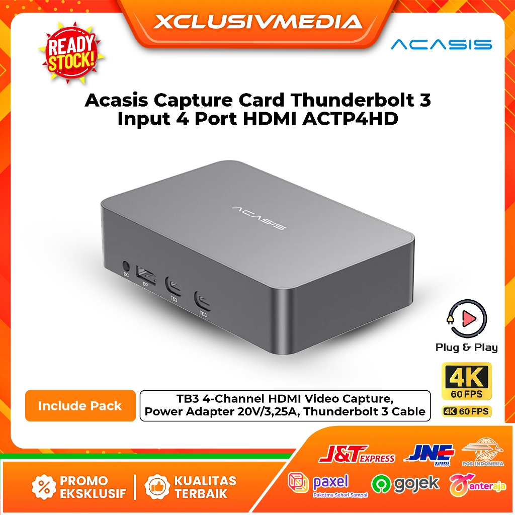 Acasis Thunderbolt 3 Quad HDMI Video Capture Card 1080p60 4K60 ACTP4HD