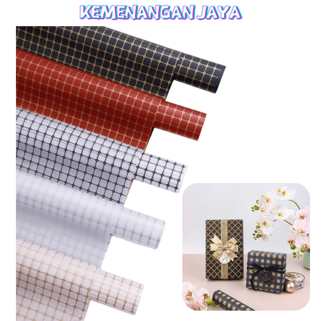 

Kertas Buket Bunga Motif Kotak Cellophane Goldline Flower Wrapping Paper Kertas Kado KB050