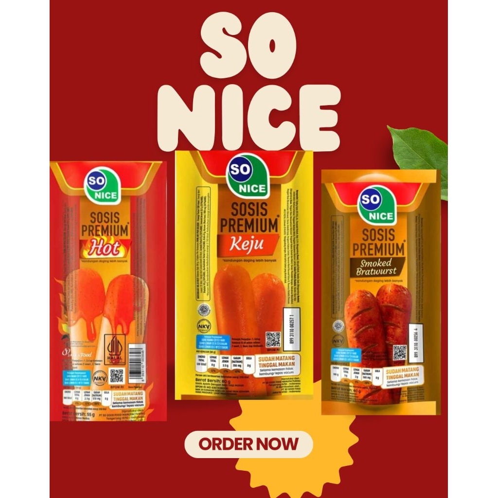 

sosis so nice premium hot/keju/smoked bratwurst 60gr