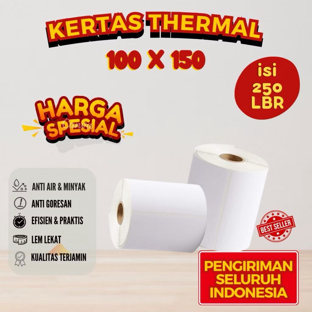 

KERTAS THERMAL 100X150 MM 250 PCS / RIBBON