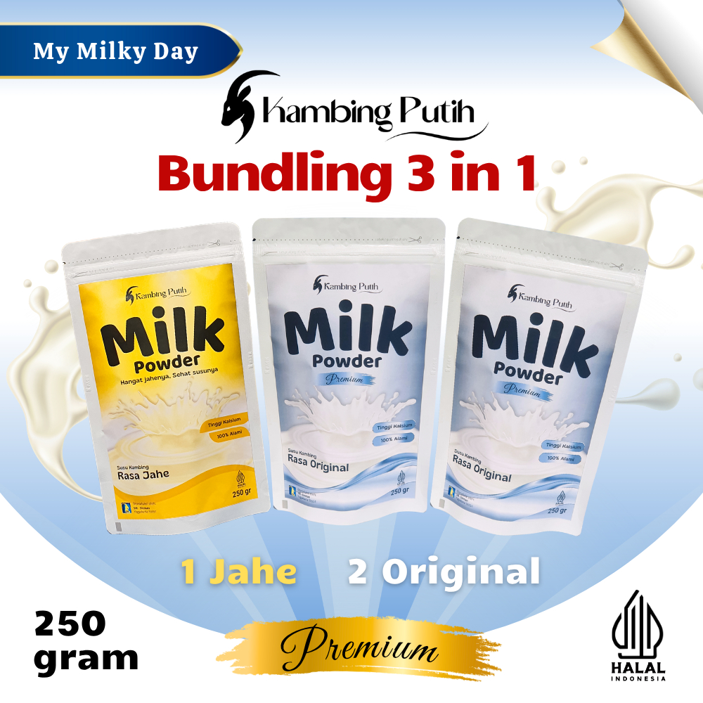 

Bundling 3in1 Susu Kambing Etawa Premium Rendah Gula Kambing Putih 250 gram