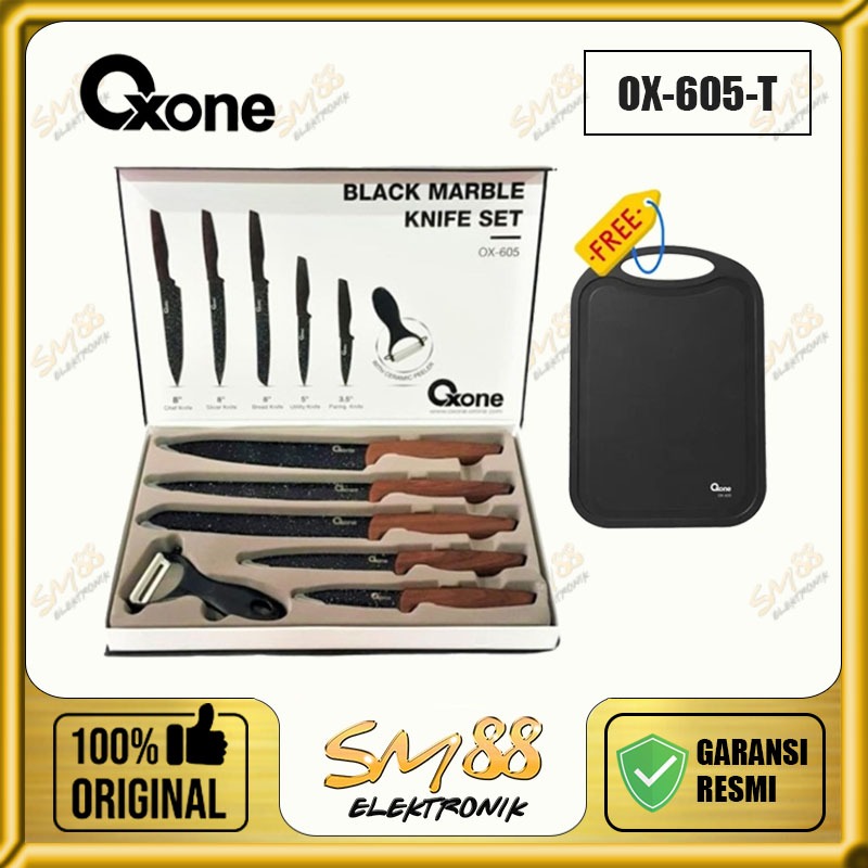 OXONE OX-605 Set Pisau Dapur Marmer Hitam Original