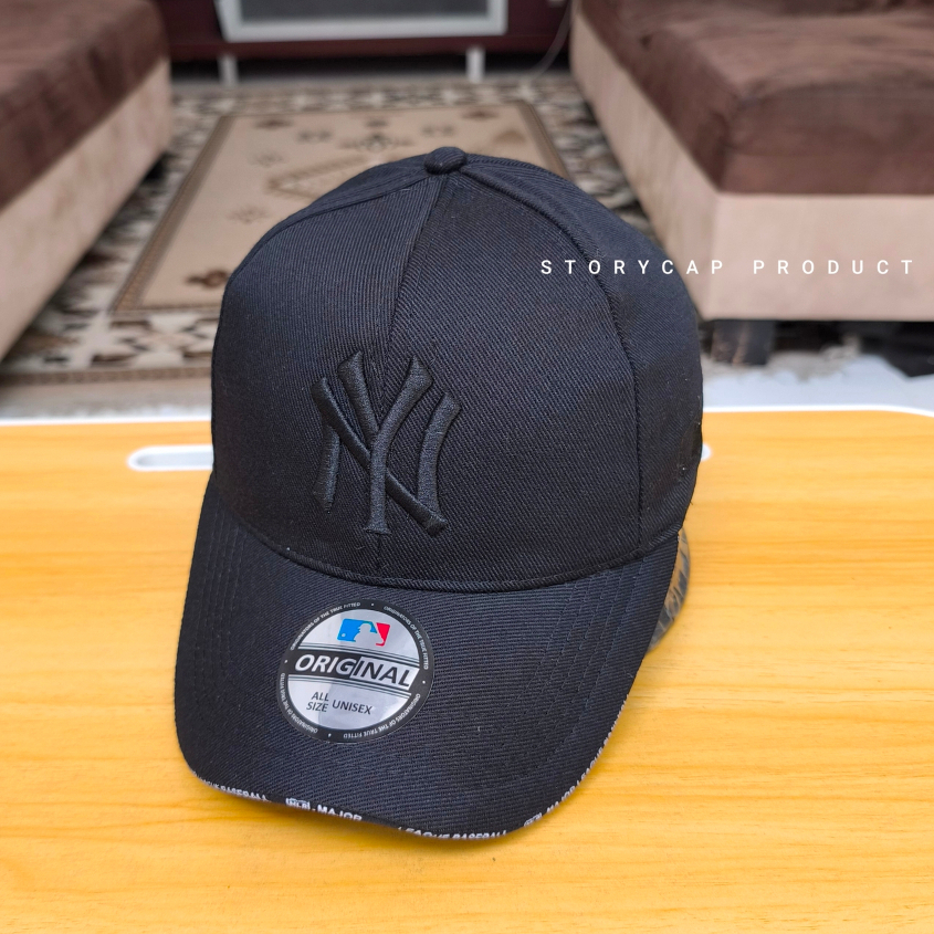 TOPI BASEBALL DISTRO LOGO NY - TOPI BASEBALL PRIA WANITA HITAM BORDIR NY FullBlack
