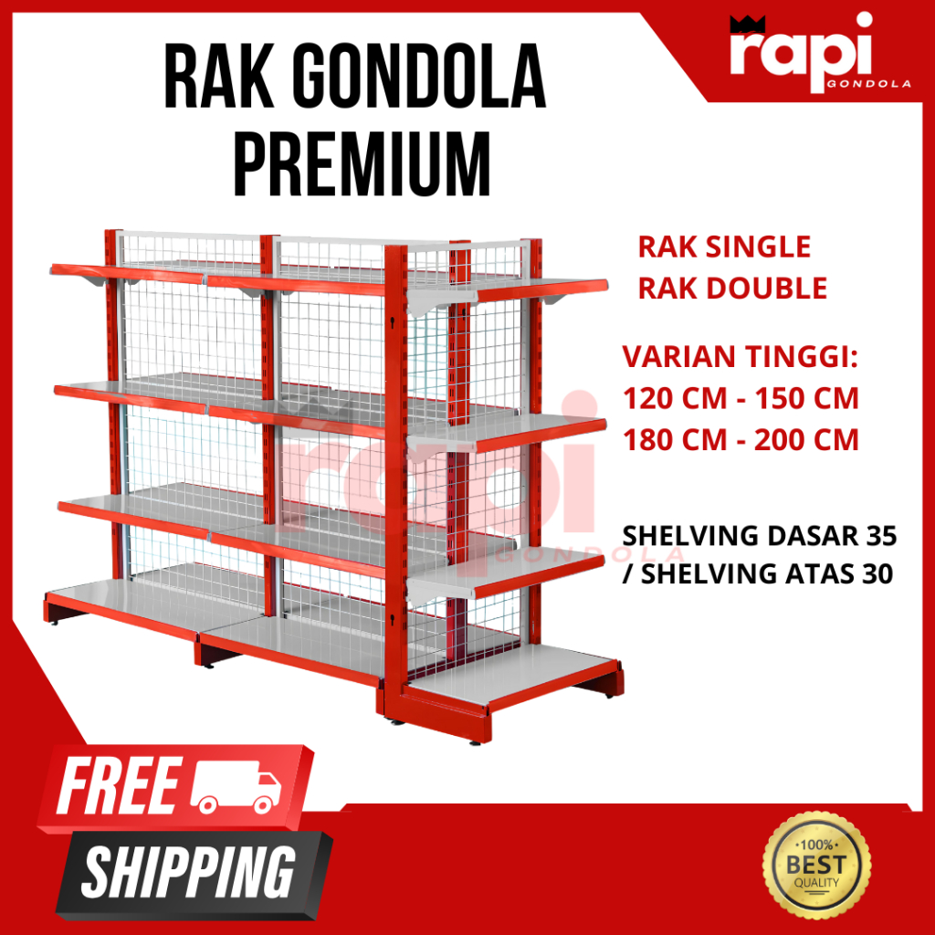 Rak Gondola Minimarket Supermarket Double Single Kualitas Premium