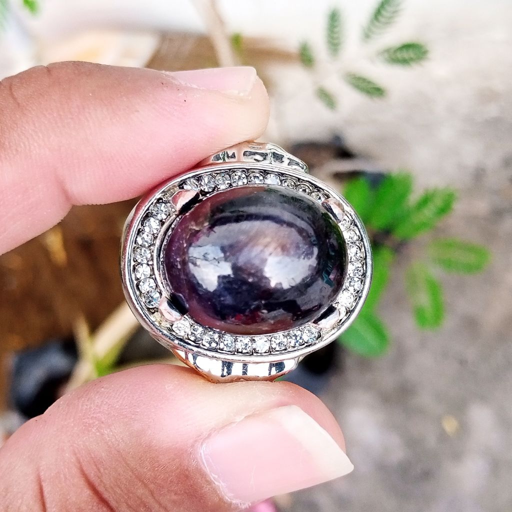 Cincin Batu Permata Natural Ruby Star / Gondola Big Size
