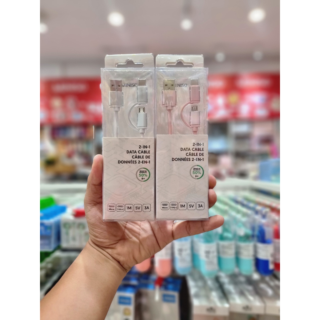 MINISO ROMOSS 1m Charging Cable Data 2-in-1 USB To Micro & Type-C 5V (3A)