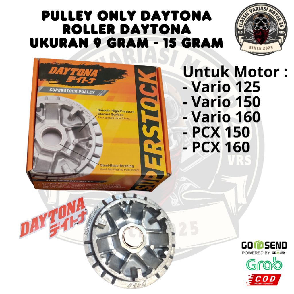 Roller dan Pulley Daytona Vario 125 Vario 150 Vario 160 PCX 150 PCX 160 Roller 9 Gram sampai 15 Gram