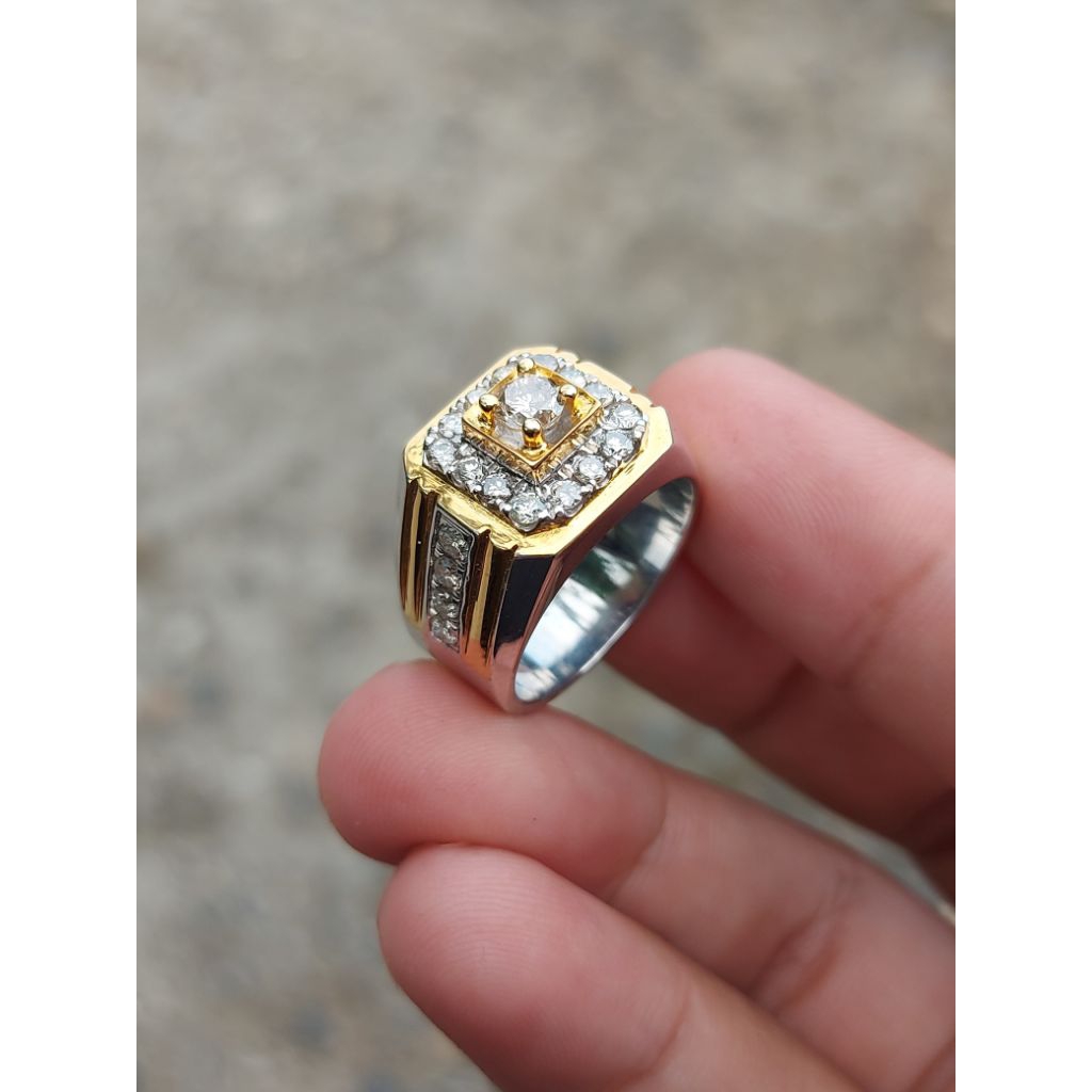 cincin full berlian cowok mata utama berat 0.30 keliling full berlian eropa ring palladium ringsize 