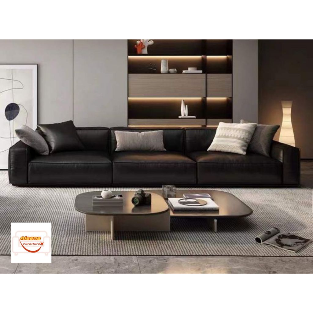 IDEA - Sofa 3 Seater Desain Gembung Empuk Bahan Full Kulit Sintetis