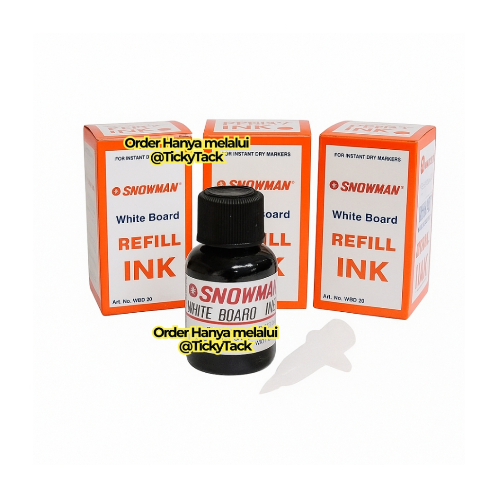 

059 Tinta Refill Spidol Whiteboard Snowman Original | Tinta Isi Ulang Spidol Warna Hitam Tinta Pekat Cepat Kering | Harga Per 1 Pcs | Tinta Spidol Whiteboard Murah Berkualitas untuk Sekolah Kantor Toko