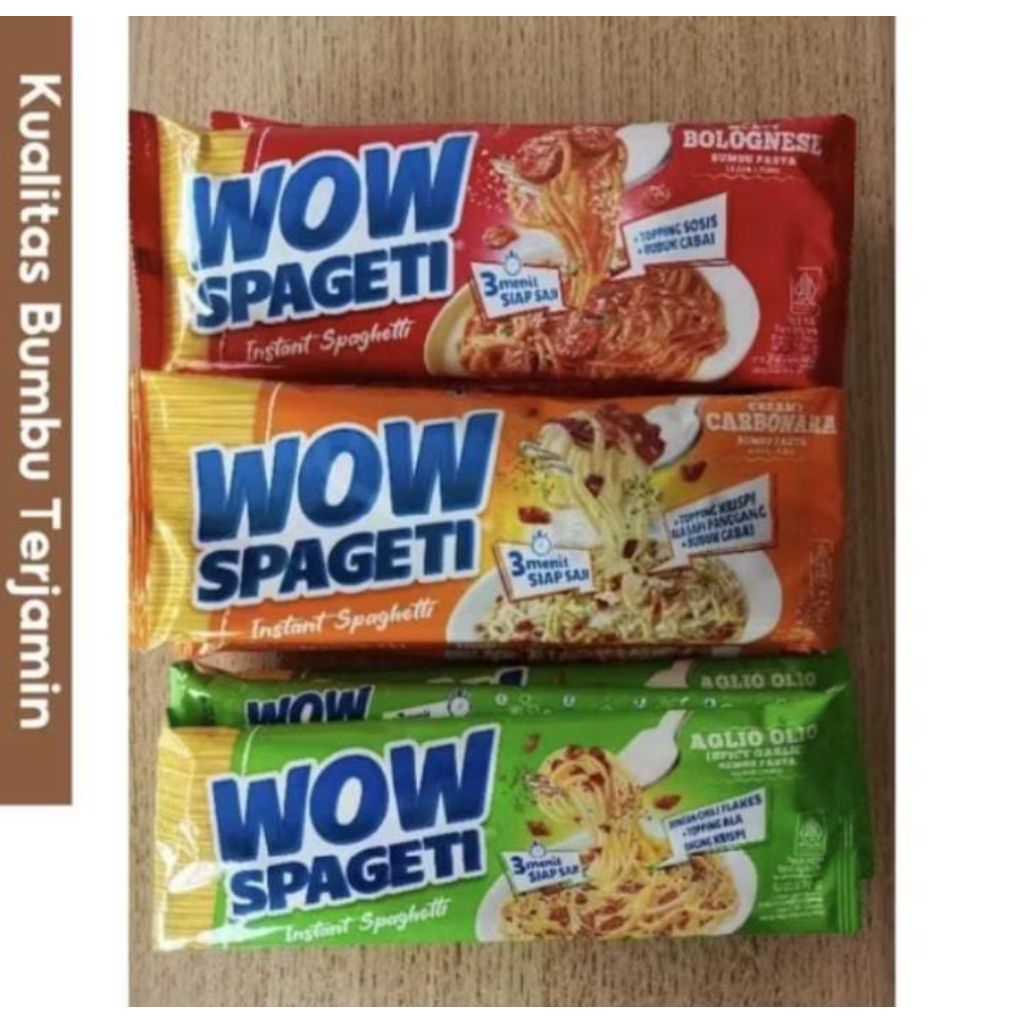 

Spagetti Wow Carbonara/Aglio Olio/Bologneese/Spaghetti Mi Instan [1 Renceng isi 5pcs] [Varian Rasa]