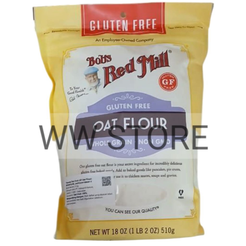 

Tepung oat utuh BEBAS GLUTEN FREE USA Bob's Red Mill WHOLE GRAIN NON GMO Oats Flour 510g.