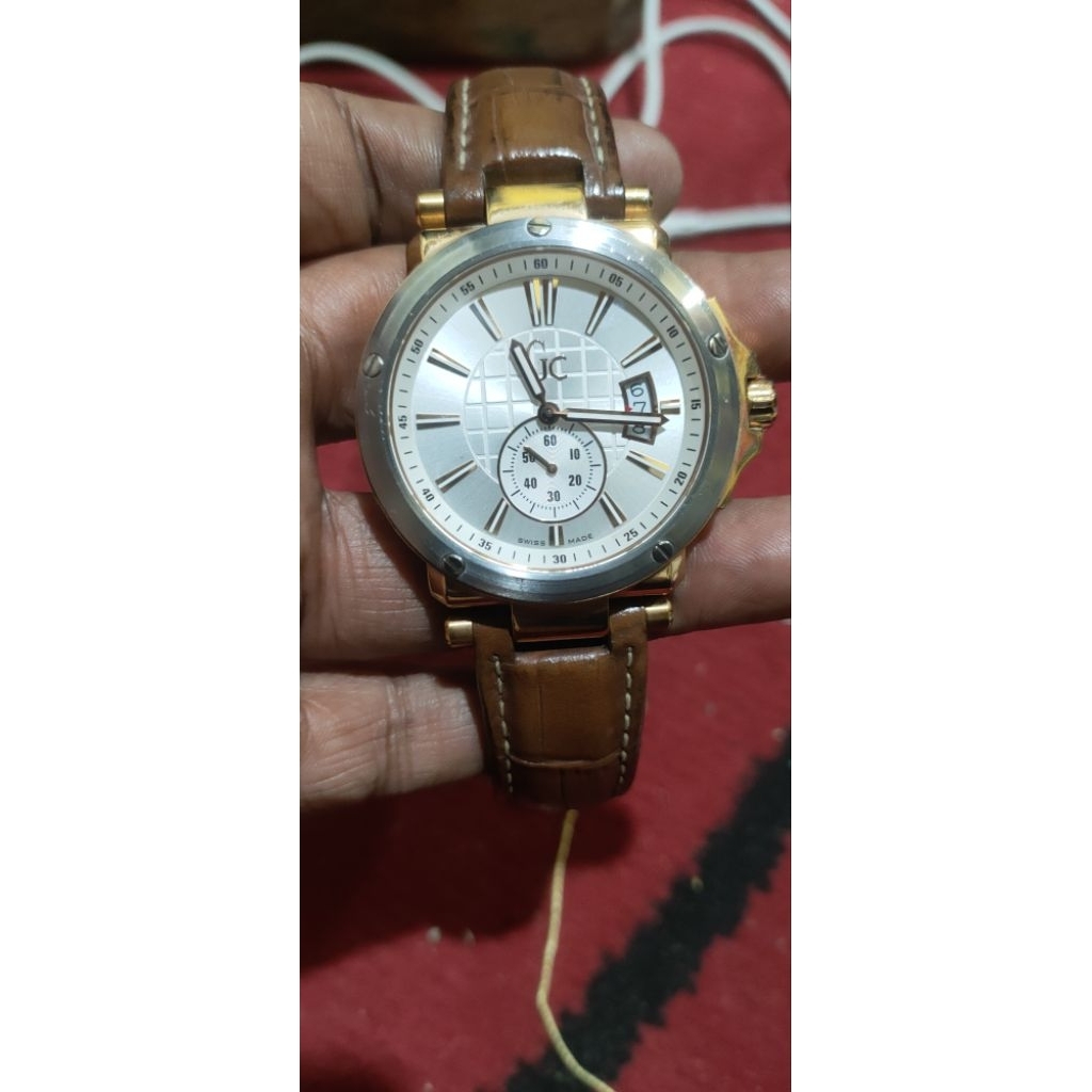 Jam tangan GC Cronograf swiss ronda movement full original swiss Saphire cristal rose gold kombinasi
