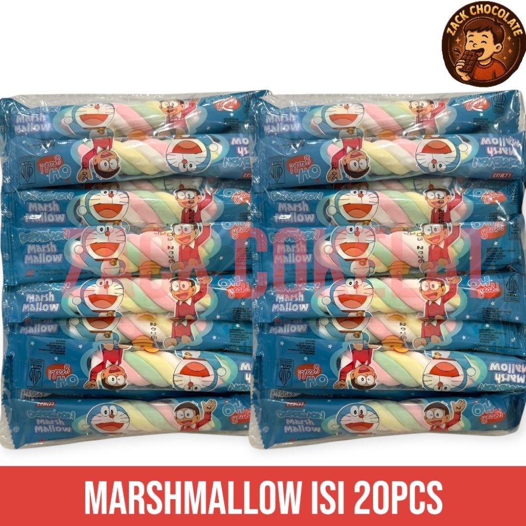 

Marshmallow Doraemon Kepang Isi 20pcs – Lembut, Manis, Lucu & Siap Makan