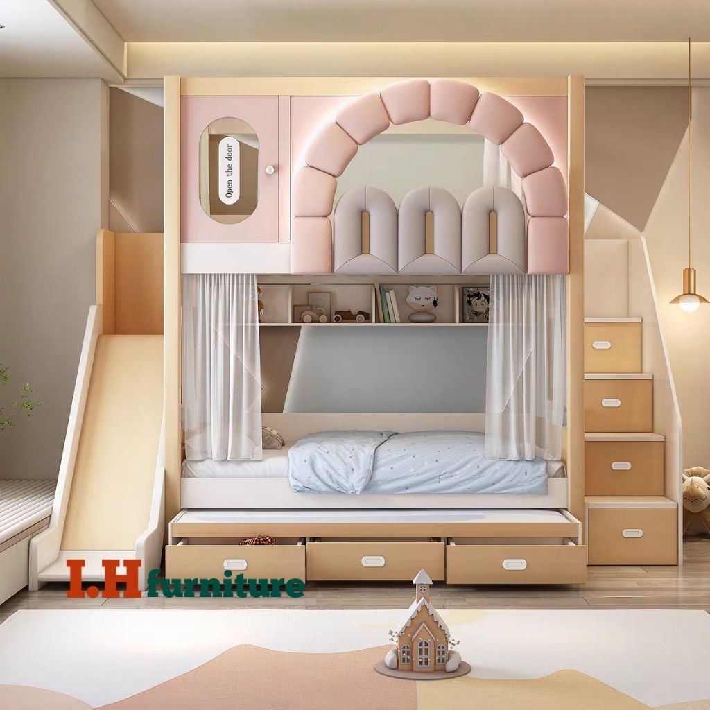 Dipan tingkat anak , tempat tidur kekinian , tempat tidur anak perempuan