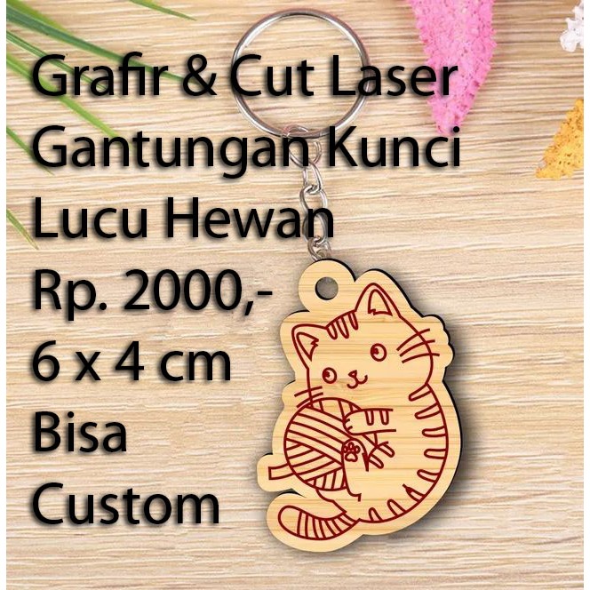 souvenir gantungan kunci kayu / gantungan kunci kayu murah hewan