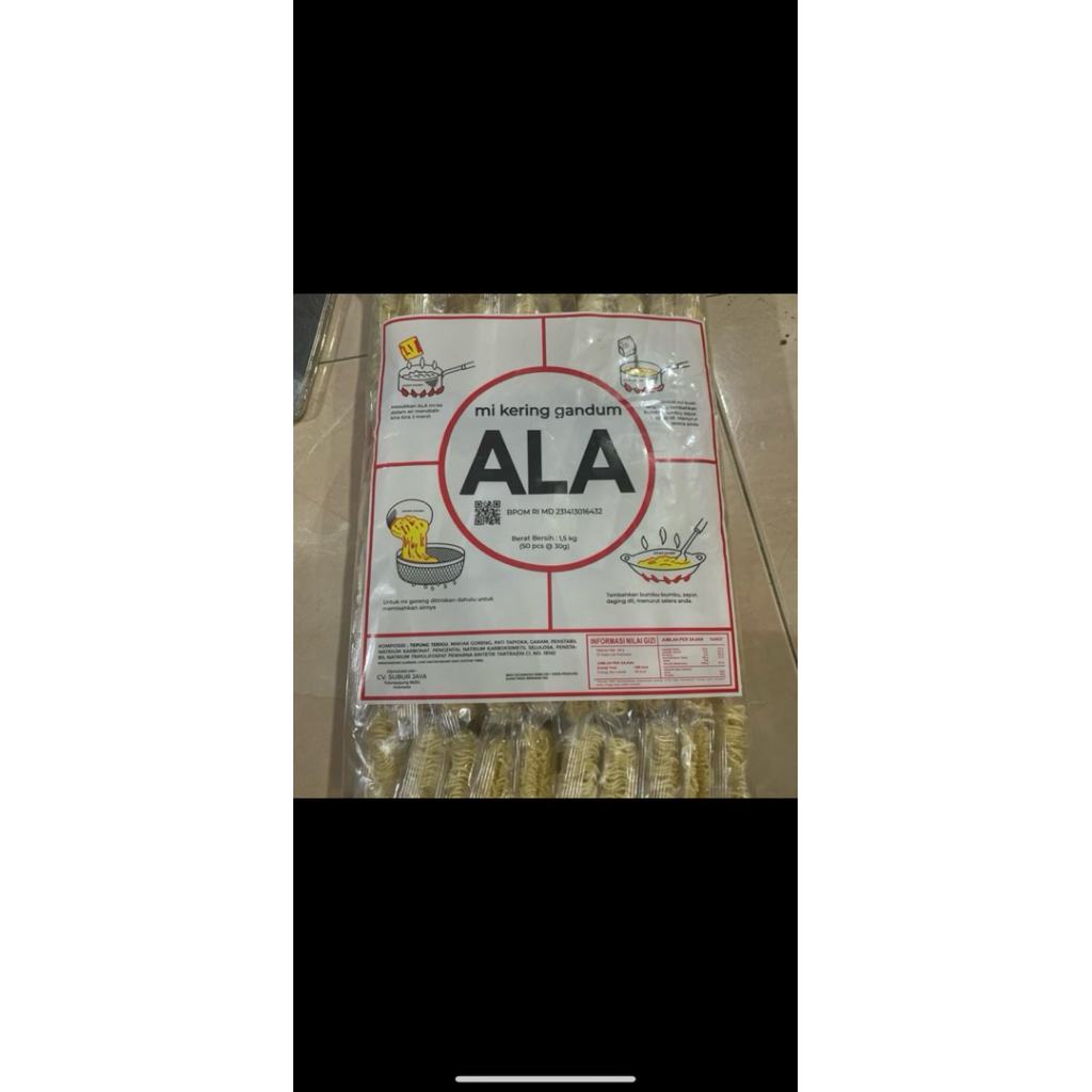 

Mie kering gandum ALA isi 50 pcs enak buat rujak an