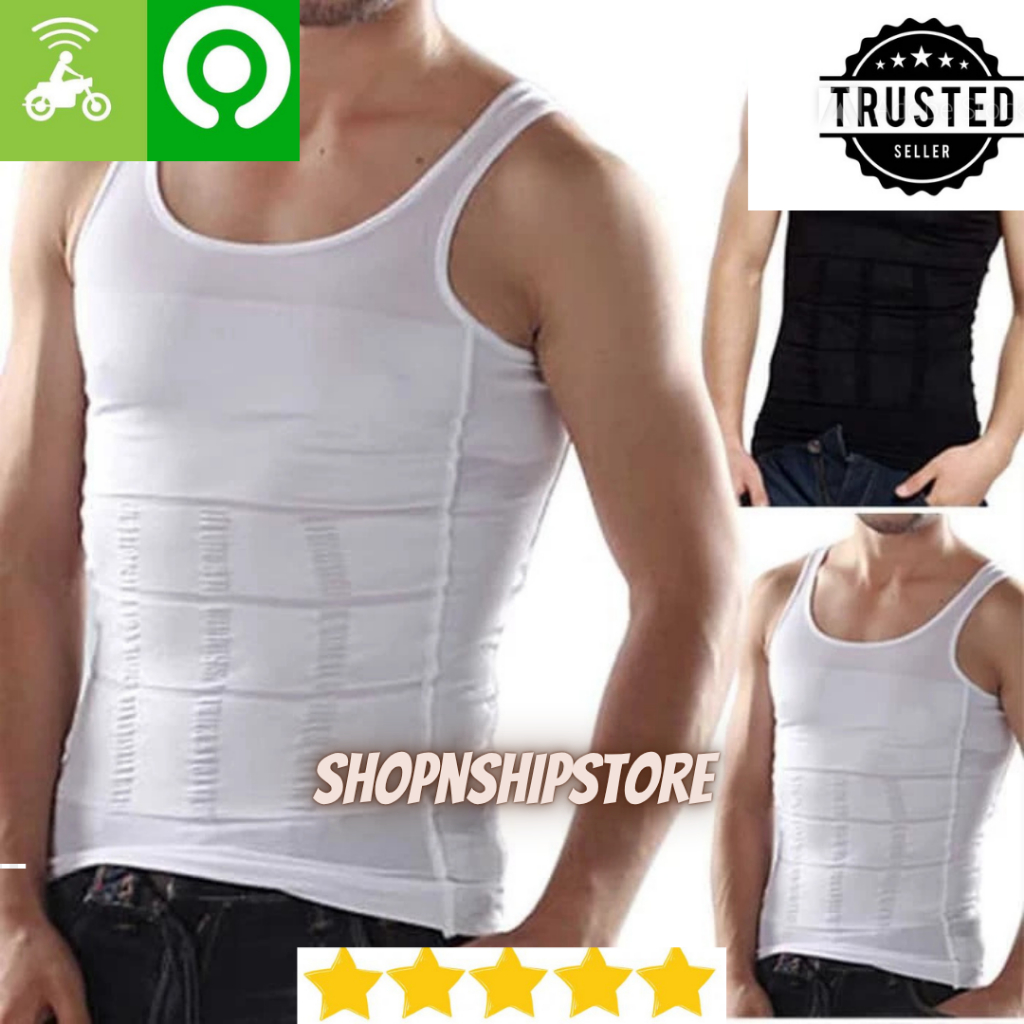 Mens Slimming Body Shaper Tank Top Kaos Korset Pelangsing Perut