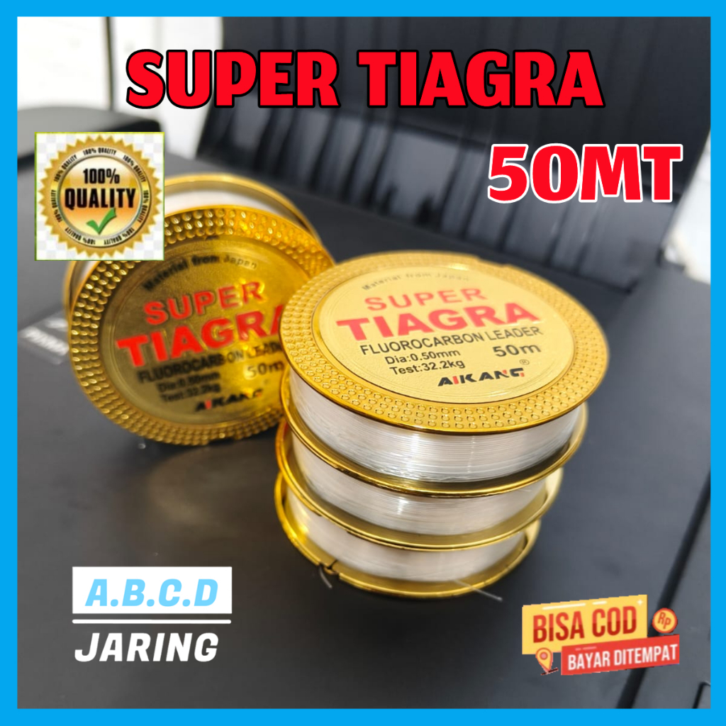 Senar TIAGRA 50m Fluorocarbon Leader Super Kuat / Senar tiagra