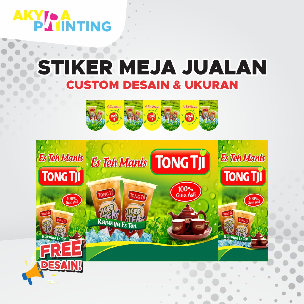 

Stiker Meja Jualan Custom | Bahan Vinyl Cina sudah ada perekatnya | Free Desain