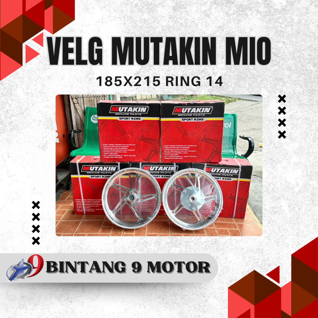 VELG MUTAKIN J501 MIO 185x215-14 SILVER HITAM BIRU-BINTANG SEMBILAN MOTOR