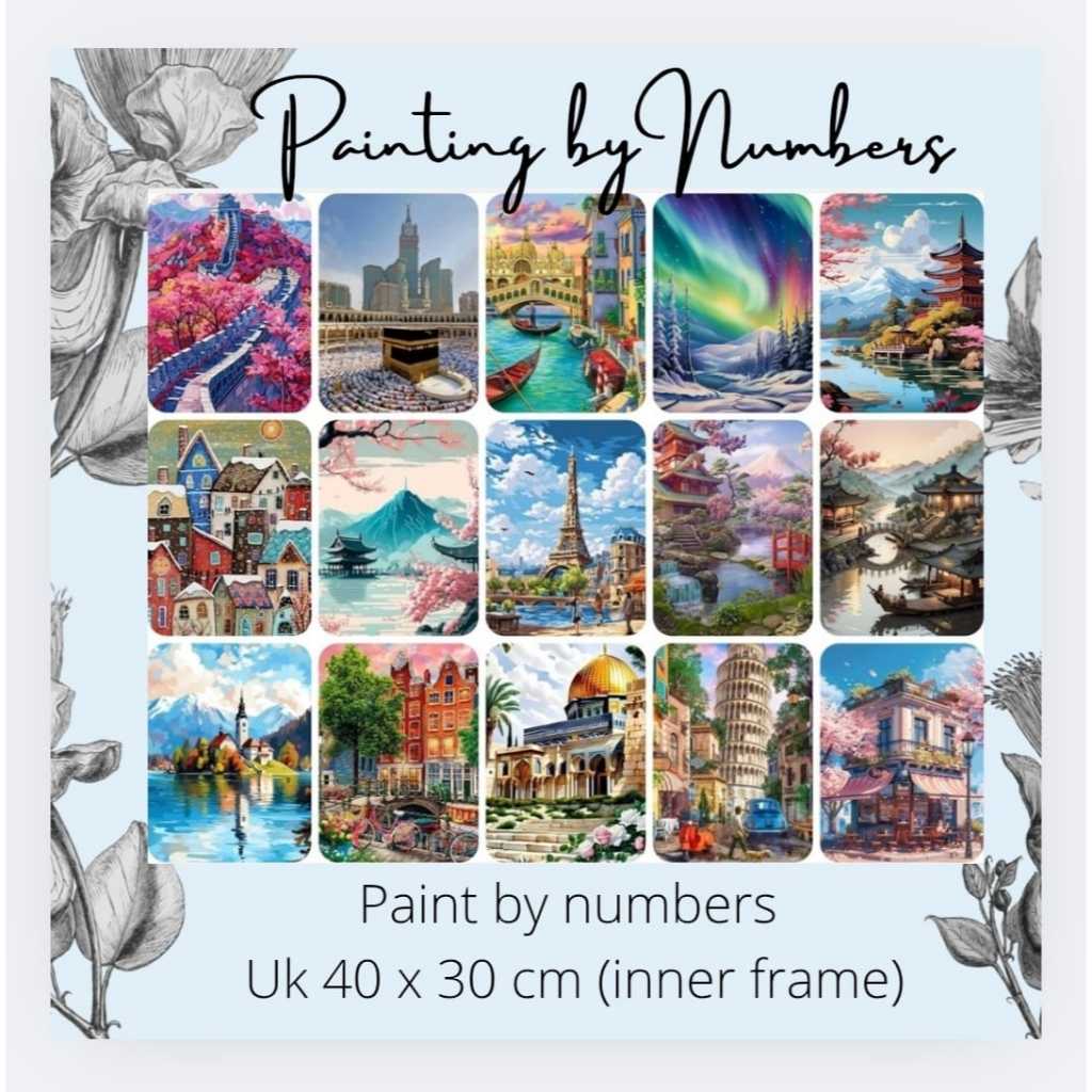 

[ FRAMED ] Paint by number 40x30 cm GAMBAR PEMANDANGAN (hasil lukis bisa langsung dipajang )
