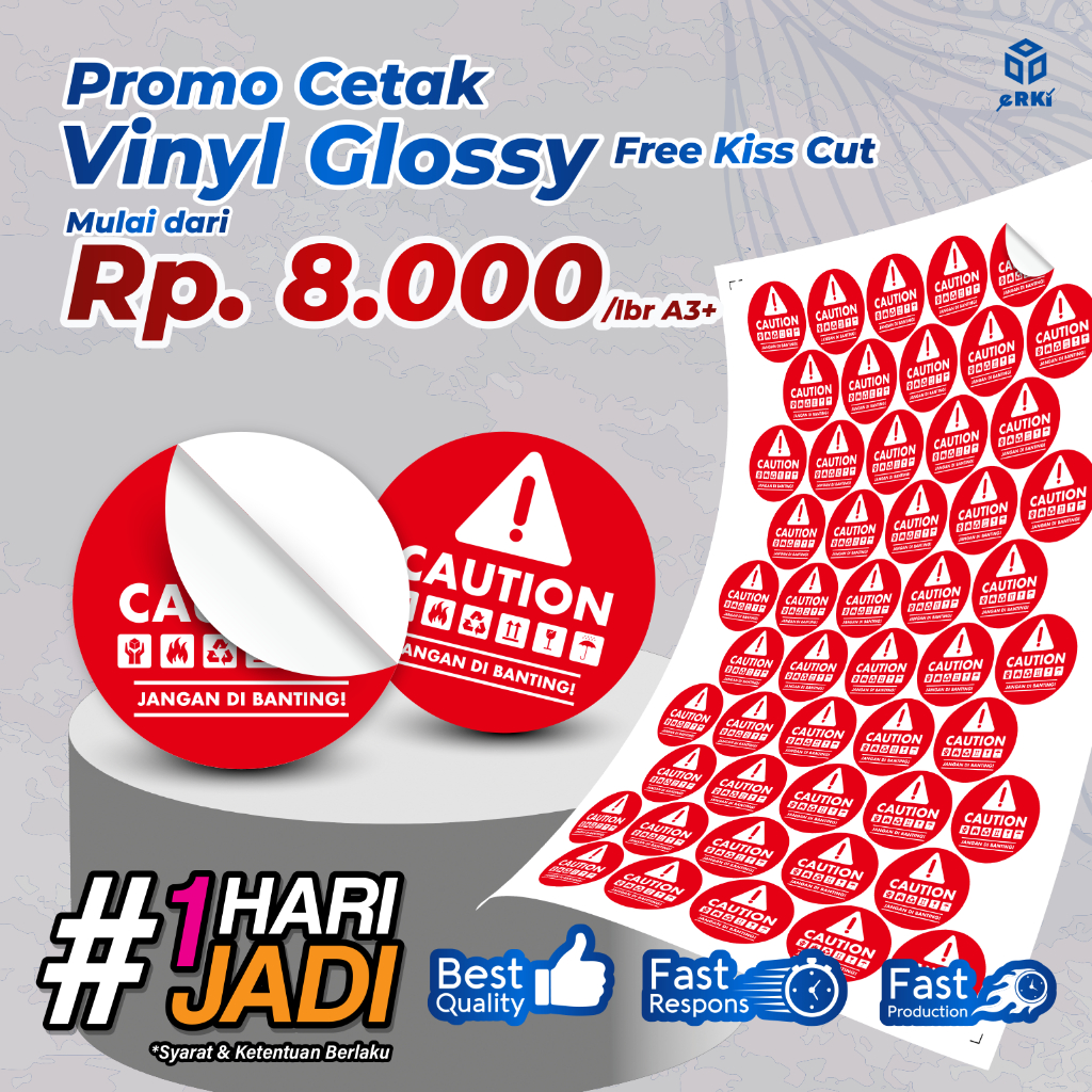 

Cetak Stiker Vinyl Glossy A3+ Anti Air | Custom Logo Makanan Minuman | Free Cutting Kiss Cut – ERKI PRINTING