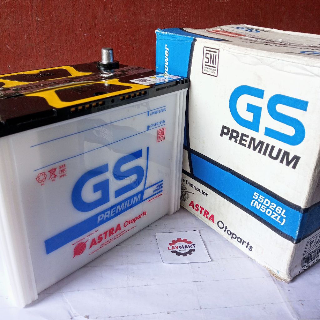 ACCU MOBIL GS PREMIUM N50ZL Kapasitas Ampere 65Ah, Tegangan 12 V
