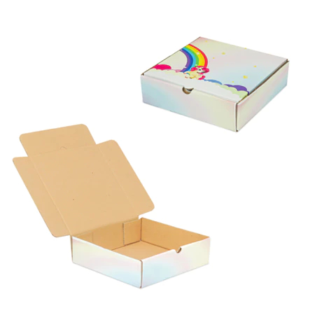 

(5pcs) Box Hampers Kemasan Kado Hadiah Souvenir Dus Snack 24x24x7cm Motif Rainbow