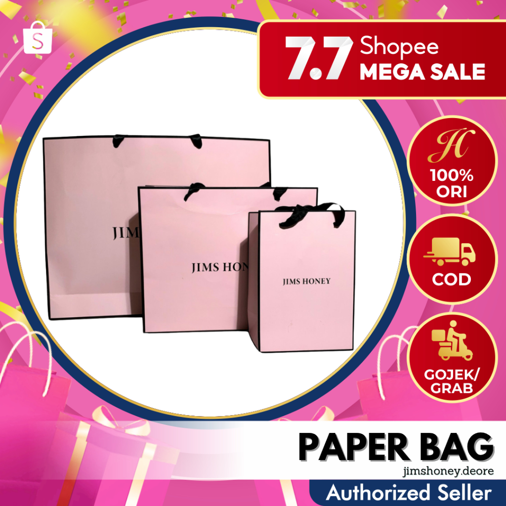 

JIMS HONEY PAPER BAG PINK TAS KADO ELEGAN MURAH IMPORT JH