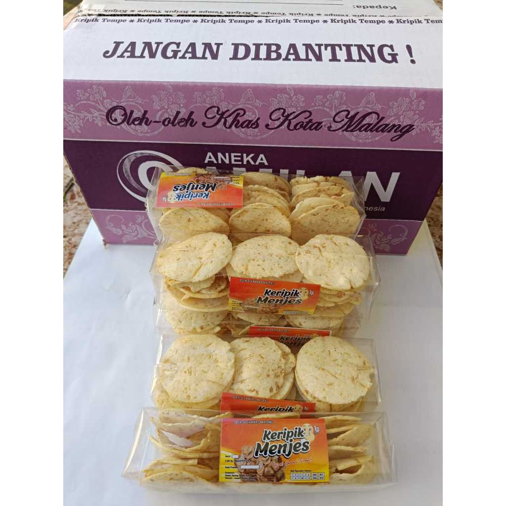 

Keripik Menjes premium Oleh-Oleh Malang [ paket gacor 1 dus isi 15]